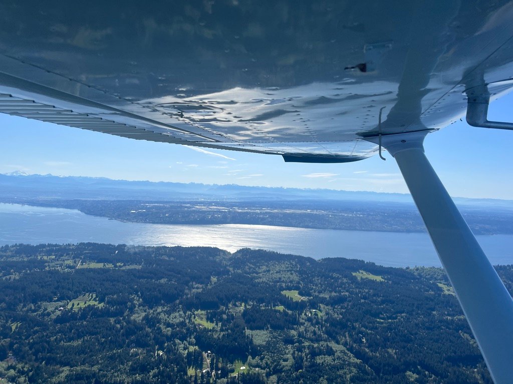 Paine field across the Puget Sound, Cascades in the background